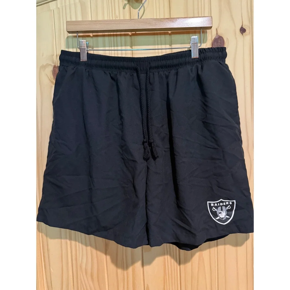 NFL Team Apparel Las Vegas Raiders Black Mesh Lined Swim Shorts Mens 2XL
